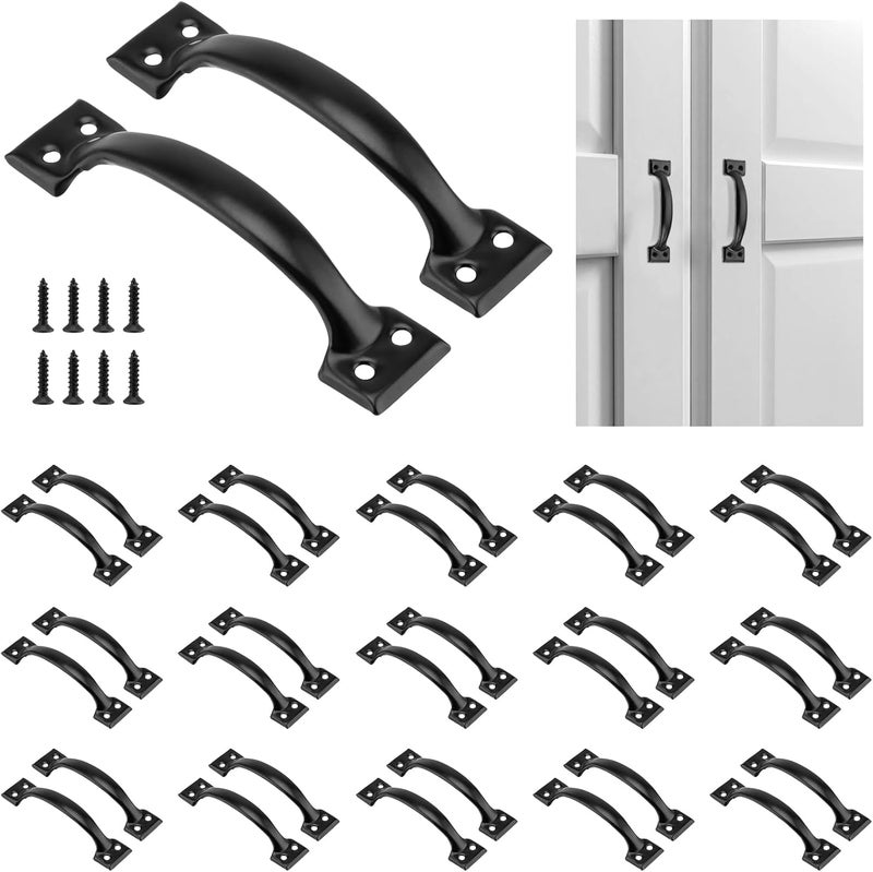 PINGEUI 30 Pack Gate Handle, 6 Inch Black Door Handle Cast Iron Sliding, Metal Long Gate Pull Handle Fence Handle for Outdoor, Garage, Interior - Image 1